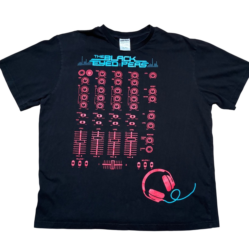 2012 Black eyed Peas DJ board indie sleaze nostalgic EDM t-shirt men's XL